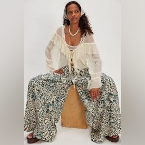FREE PEOPLE Miss You Most Printed Wide Leg Pant Size 4 NWT - Picture 2 of 5
